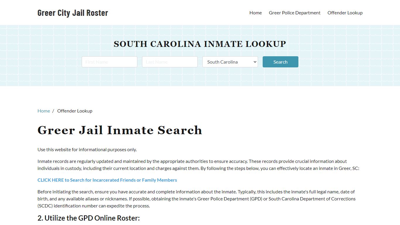 Greer, SC Detainee Lookup - Greer City Jail