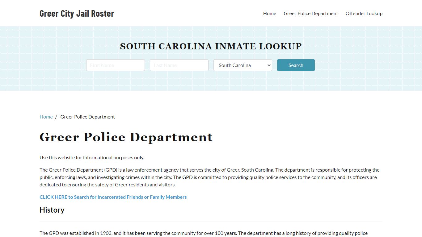 Greer Police Department, SC Arrest Search, Bookings, Reports